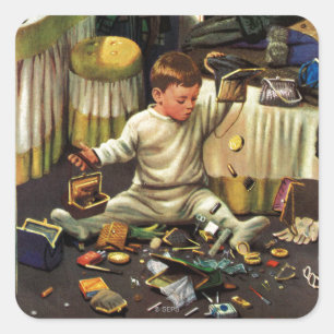 Kleinkind leert Geldbeutel Quadratischer Aufkleber