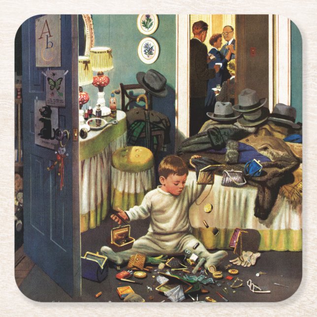 Kleinkind leert Geldbeutel Rechteckiger Pappuntersetzer (Vorderseite)