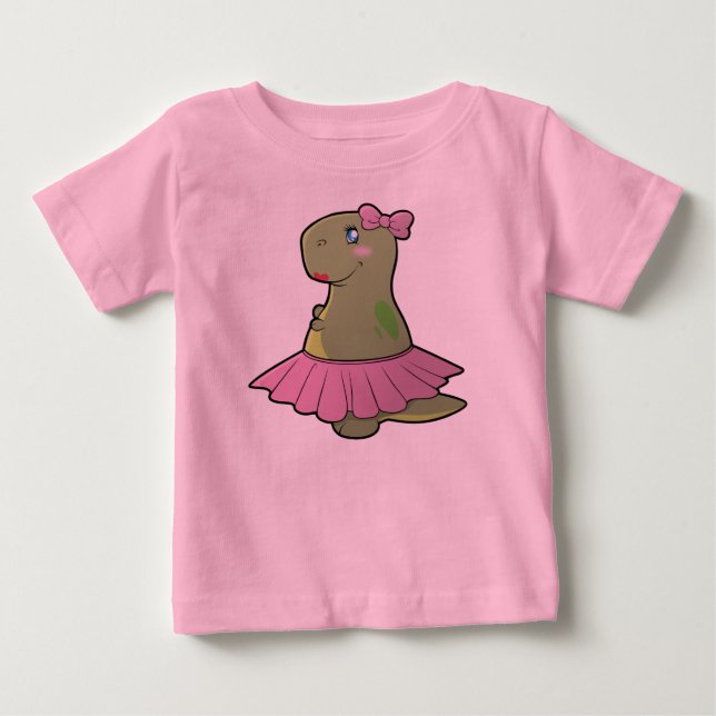 Kleinkind-Mädchen-Dinosaurier-T-Rex gekräuseltes Baby T-shirt (Vorderseite)