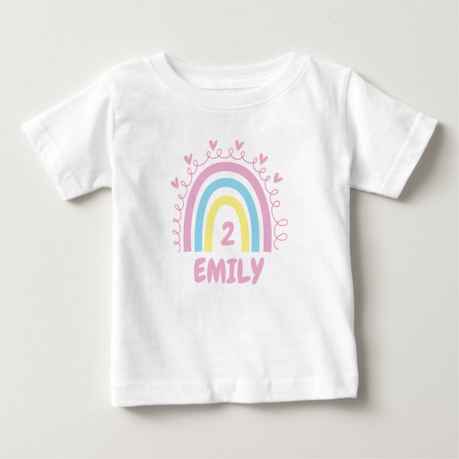Kleinkind Mädchen Geburtstag Niedlich Rainbow Indi Baby T-shirt (Vorderseite)