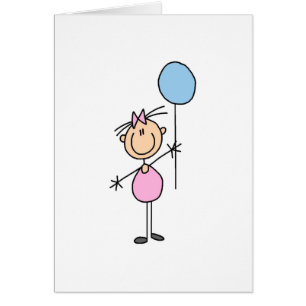 Kleinkind-Mädchen-Strichmännchen-Karte