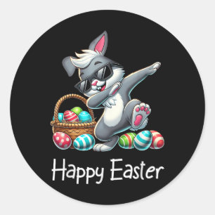 Kleinkind Osterjunge Shirt Mädchen Rabbit Dabbing Runder Aufkleber