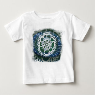 Kleinkind Ruffle T-Shirt Weiße Mandala blauer Hint