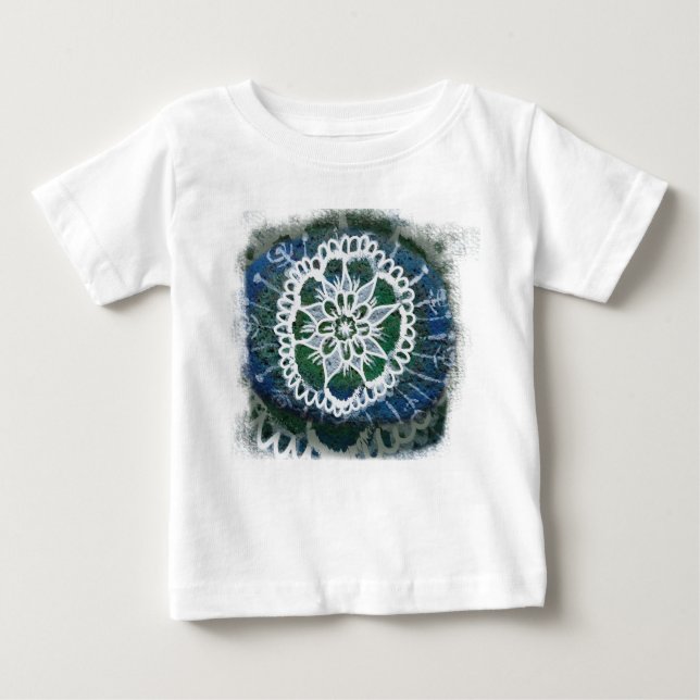Kleinkind Ruffle T-Shirt Weiße Mandala blauer Hint (Vorderseite)