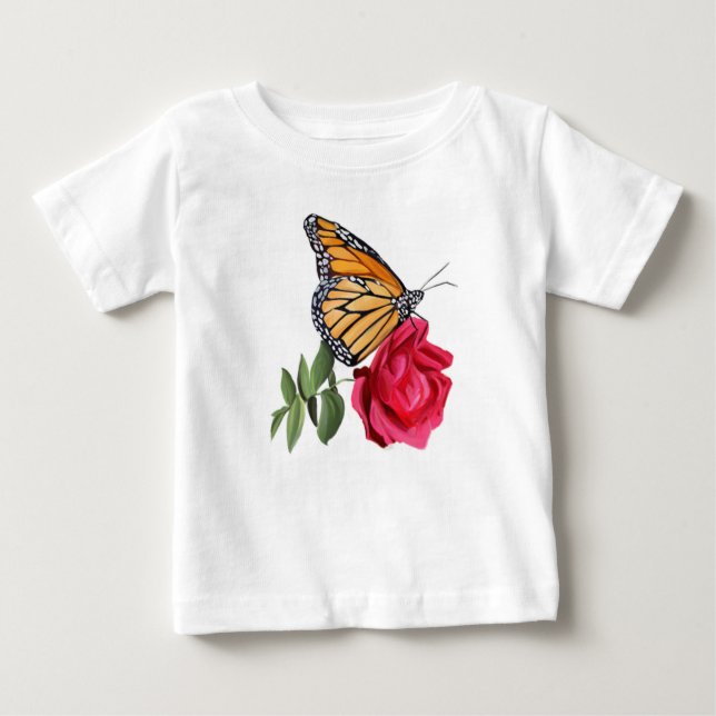 Kleinkind-T - Shirt mit Monarch Butterfly auf Rote (Vorderseite)