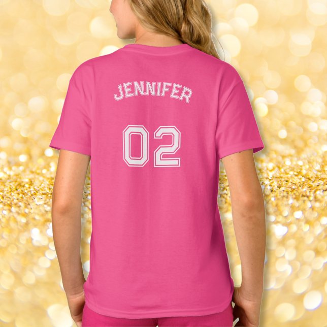 Kleinkind Teen Girl Name Jersey Nummer Pink Sport T-Shirt (Toddler Teen Girl Name Jersey Number Pink Sports T-Shirt)