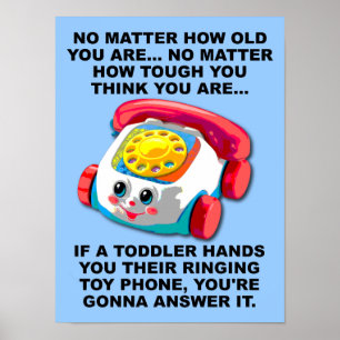 Kleinkind Telefon Lustiges Poster Schild