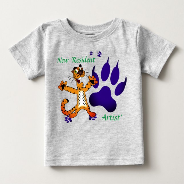 Kleinkind Tiger Tracks Artful Baby T-shirt (Vorderseite)