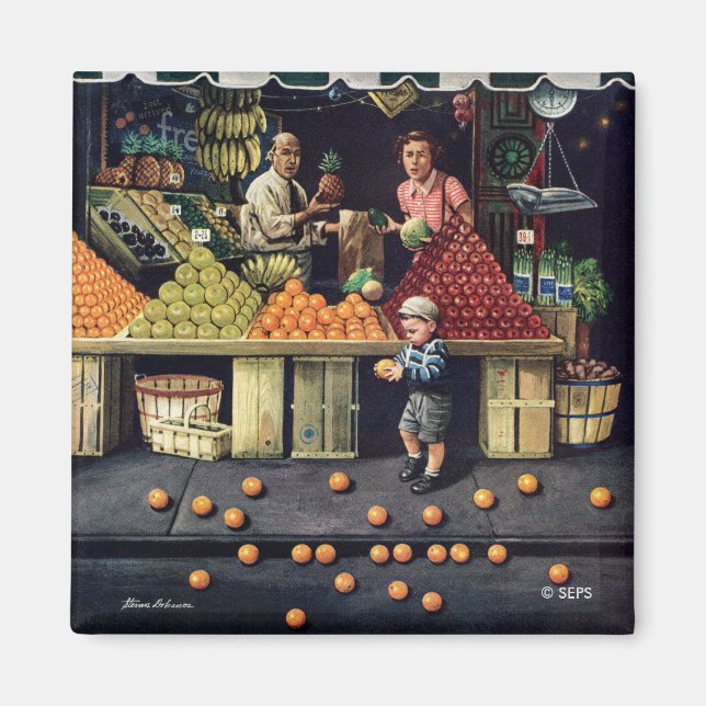 Kleinkind und Orangen Magnet (Vorne)