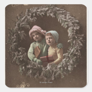 Kleinkinder in Armclasp Quadratischer Aufkleber