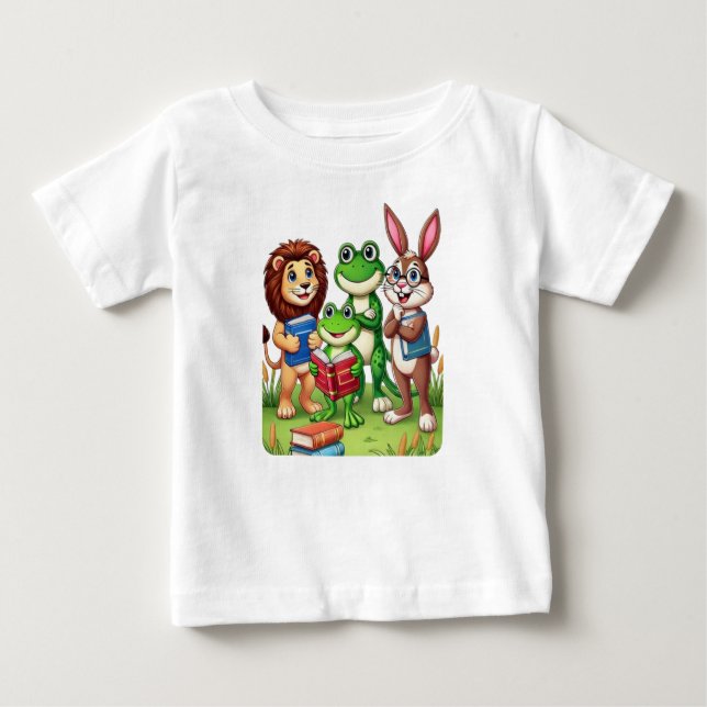 Kleinkinder lesen T - Shirt Tierbücher Niedlich (Vorderseite)