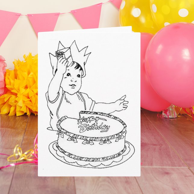 Kleinkinder Spaß DIY Farbe am Geburtstag Karte (Happy Birthday Toddler Card)
