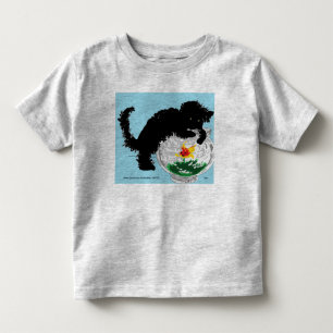 Kleinkinder T - Shirt Katze im Fischschüssel