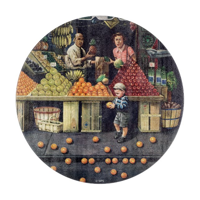 Kleinkinder und Orangen Schneidebrett (Vorderseite)