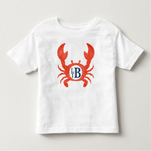 Kleinkinderjungen Boys Watercolor Crab Monogram Ci Kleinkind T-shirt