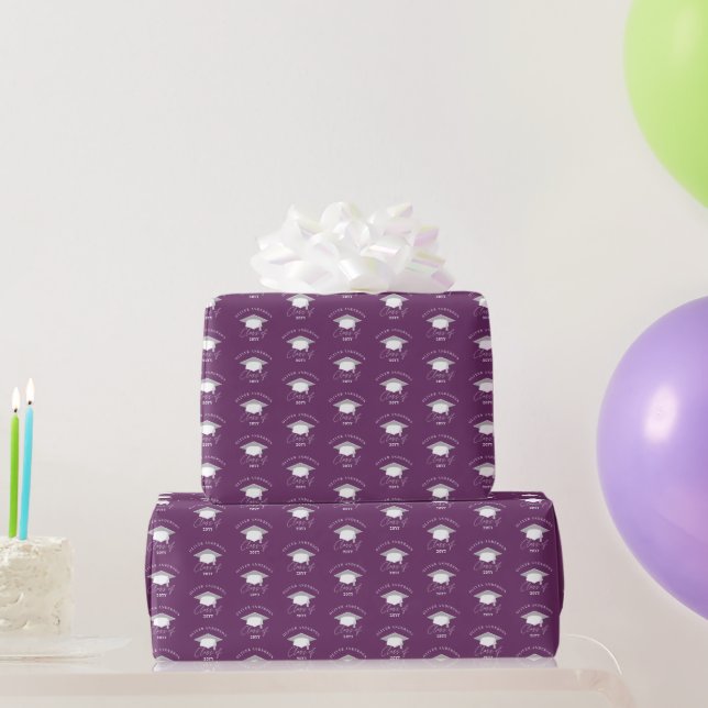 Kleinmodern mit Spreizung purple class of graduati Geschenkpapier (Partygeschenke)