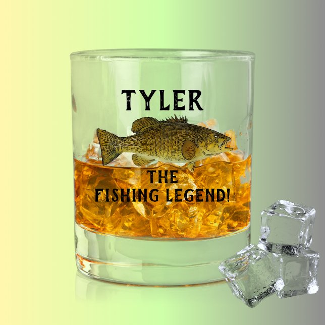 Kleinmundbarsch, der den Legendnamen befischt Whiskyglas (Fun Smallmouth Bass Fishing Gift Whiskey Glass)