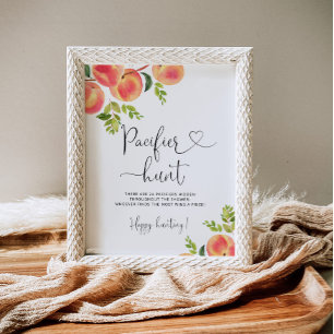 Kleinpfirsichjagd Schnuller Babyduschenspiel Poste Poster