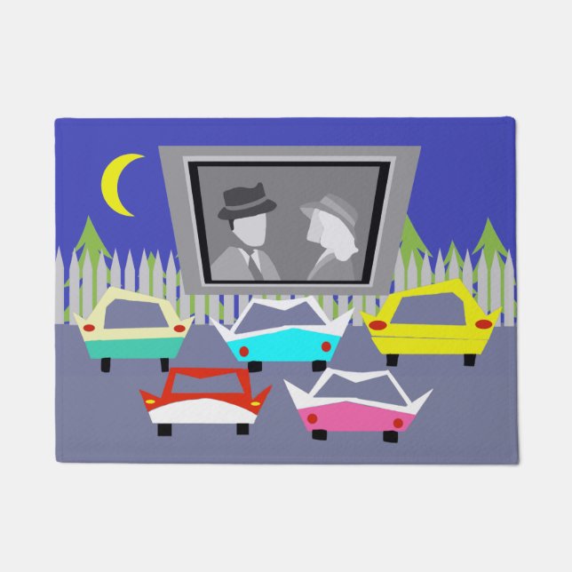 Kleinstadt-Autokino-Film-Tür-Matte Fußmatte (Vorderseite)