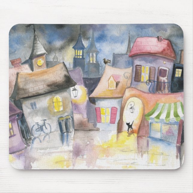 Kleinstadt nachts mousepad (Vorne)