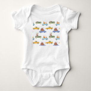Kleintiere: von Hand gezeichnet Wasserfarbmuster. Baby Strampler