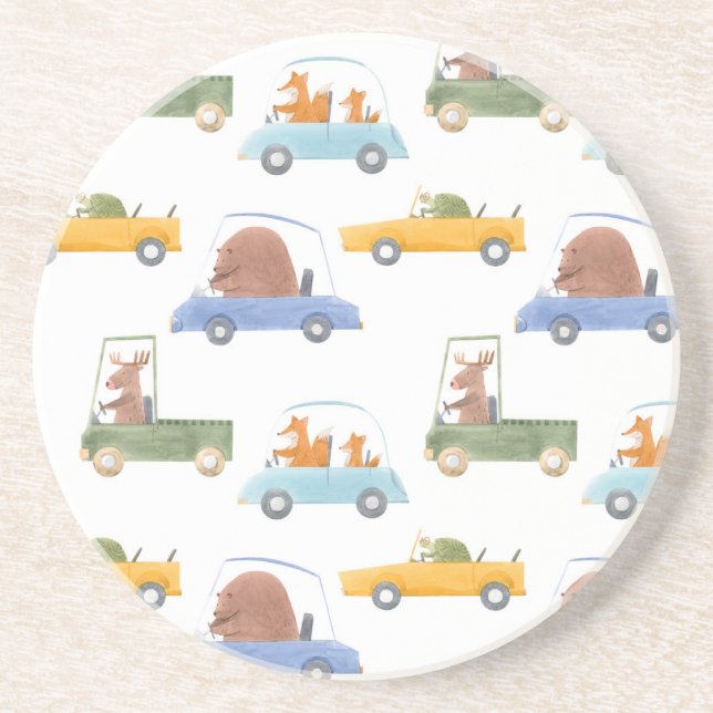 Kleintiere: von Hand gezeichnet Wasserfarbmuster. Getränkeuntersetzer (Vorne)