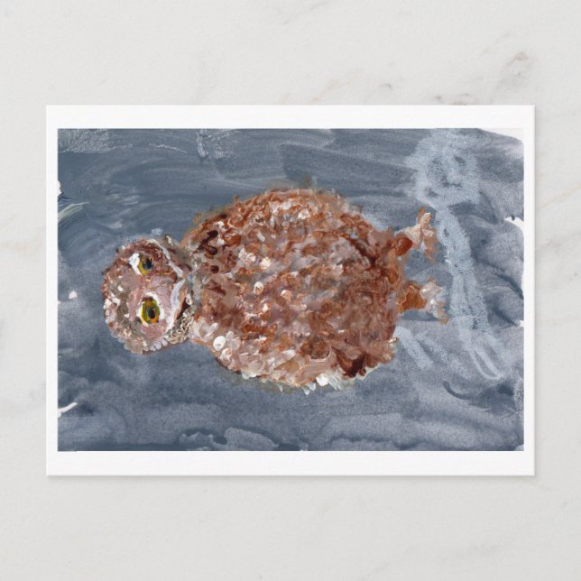 Kleinuhu mit grauer Postkarte (Vorderseite)