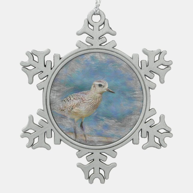 Kleinvogel Schneeflocken Zinn-Ornament (Vorderseite)