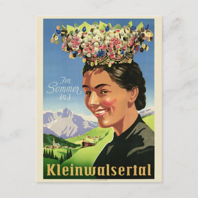 Kleinwalsertal Austria Vintage Poster Postkarte (Vorderseite)