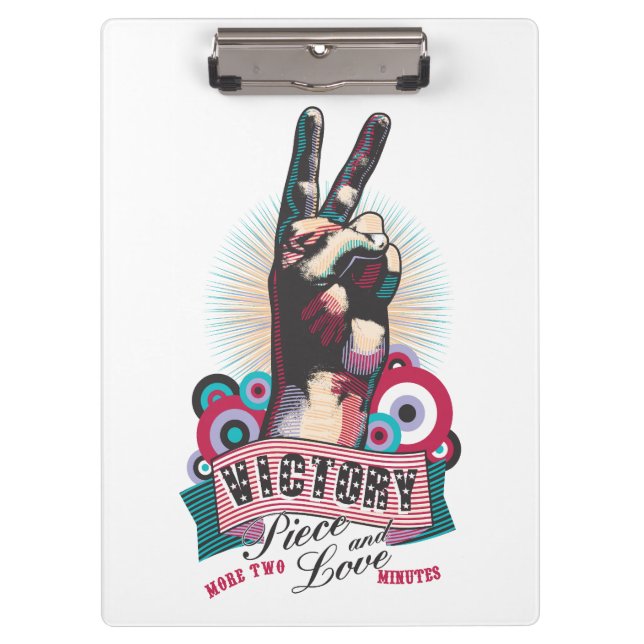 Klemmbrett – Victory Peace & Love Pop-Art-Design (Vorderseite)
