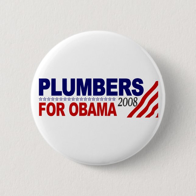 Klempner für Obama 2008 Button (Vorderseite)