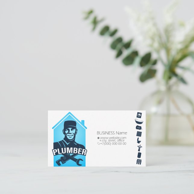 Klempner in einer einheitlichen Werkstattkarte Visitenkarte (Stehend Vorderseite)