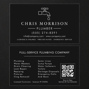 Klempner Klempner Schwarz Silber QR-Code Visitenkarte