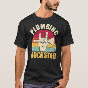 Klempner Rockstar-Klempner-Toilettenspindel Hand H T-Shirt