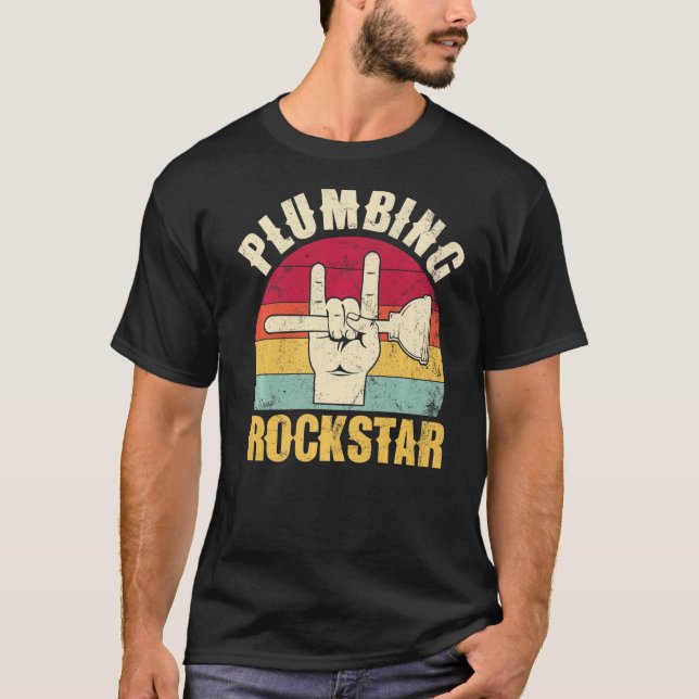 Klempner Rockstar-Klempner-Toilettenspindel Hand H T-Shirt (Vorderseite)