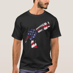 Klempner Rohrzange Amerikanische Flagge Rohrzange T-Shirt