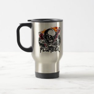 Klempner-Schädel-Reise-Tasse: "Der Klempner " Reisebecher