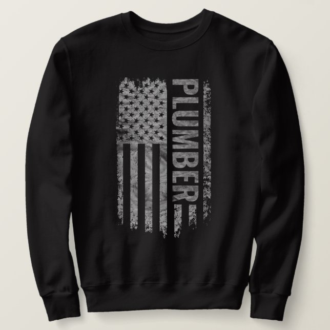 Klempner USA-Flagge mit abgenutztem Design Sweatshirt (Design vorne)