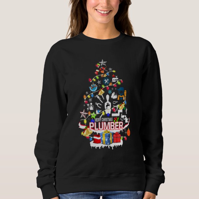 Klempner Weihnachtsbaum Weihnachtsbaum Sweatshirt (Vorderseite)