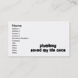 Klempnerarbeit rettete mein Leben einmal Visitenkarte