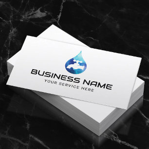 Klempnerservice Blue Water Drop Logo Plumber Visitenkarte