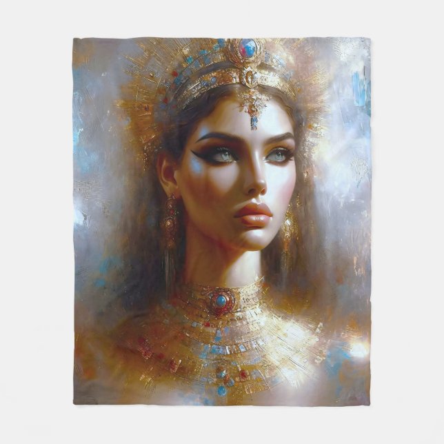 Kleopatra Porträt in Goldener Majestät Fleecedecke (Vorderseite)