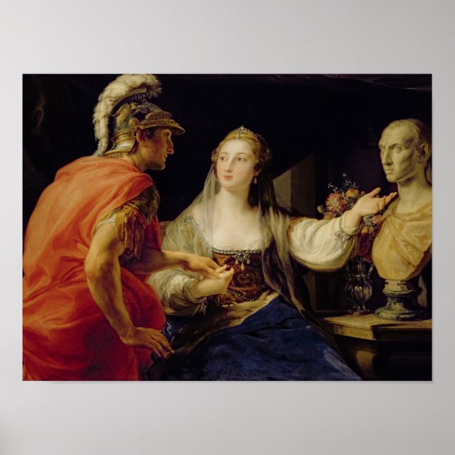 Kleopatra zeigt Octavius die Büste Julius Poster (Vorne)