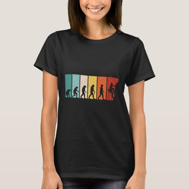 Kletter-Evolution Retro-Klettern Lustiger Felsenkl T-Shirt (Vorderseite)