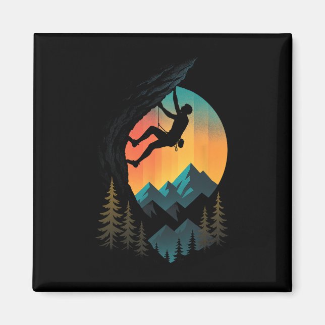 Kletter-Herausforderung - Retro-Mountain-Boulderin Magnet (Vorne)