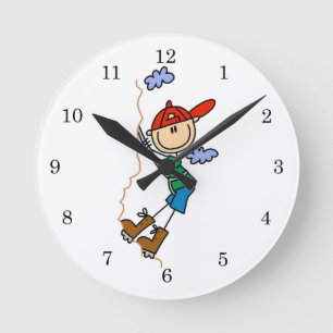 Kletter-Stickfigur Runde Wanduhr