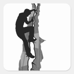 Kletterer Bouldering quadratischer Aufkleber