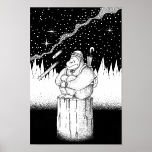 Kletterer in einer sternenklaren Nacht. Poster