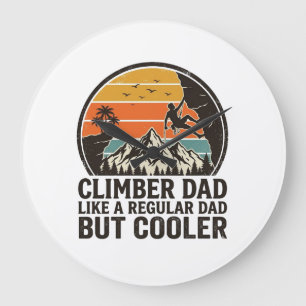 Kletterer Papa Vintage Sonnenuntergang Lustiges T- Große Wanduhr