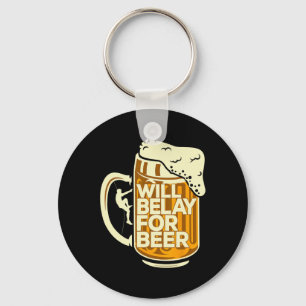 Kletterer wird sichern für Bier Schlüsselanhänger